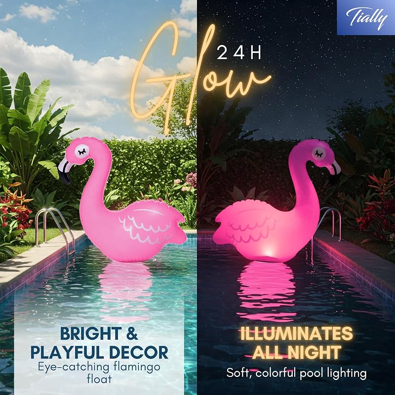 TIALLY Flamingo Pool Lights 2 Pack - Solar Floating Pink Flamingo Luminaries (Variation: Flamingo+2 Pack)