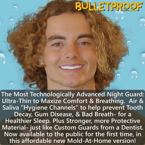 BulletProof Night Guard: World’s Thinnest Mouth Guard For Grinding Teeth At Night. TMJ Bite Clenching Mouthguard For Sleeping. Women Men Nighttime Dental Bruxism Relief Nightguard for Sleep Adult Kids