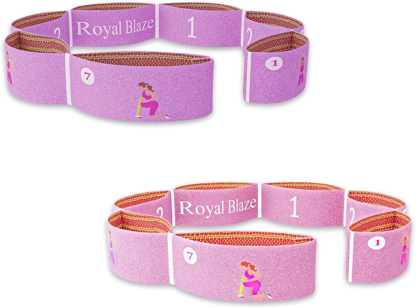 2 PCS Stretch Bands For Kids and Adults – Yoga Straps for Stretching with Multi- Loop – Workout Guide – Video For Exercise, Elastic Stretch Strap Pilates, Yoga, Dance, Gymnastics, Dance, Ballets Bands