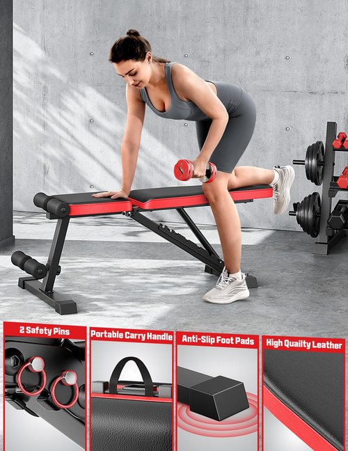 Adjustable Weigh Bench, 660LBS Heavy Duty Foldable Workout Bench Press for Home Gym, 8-Position Incline/Decline/Flat Exercise Bench for Full Body Strength Training, Fast Folding & Compact Storage