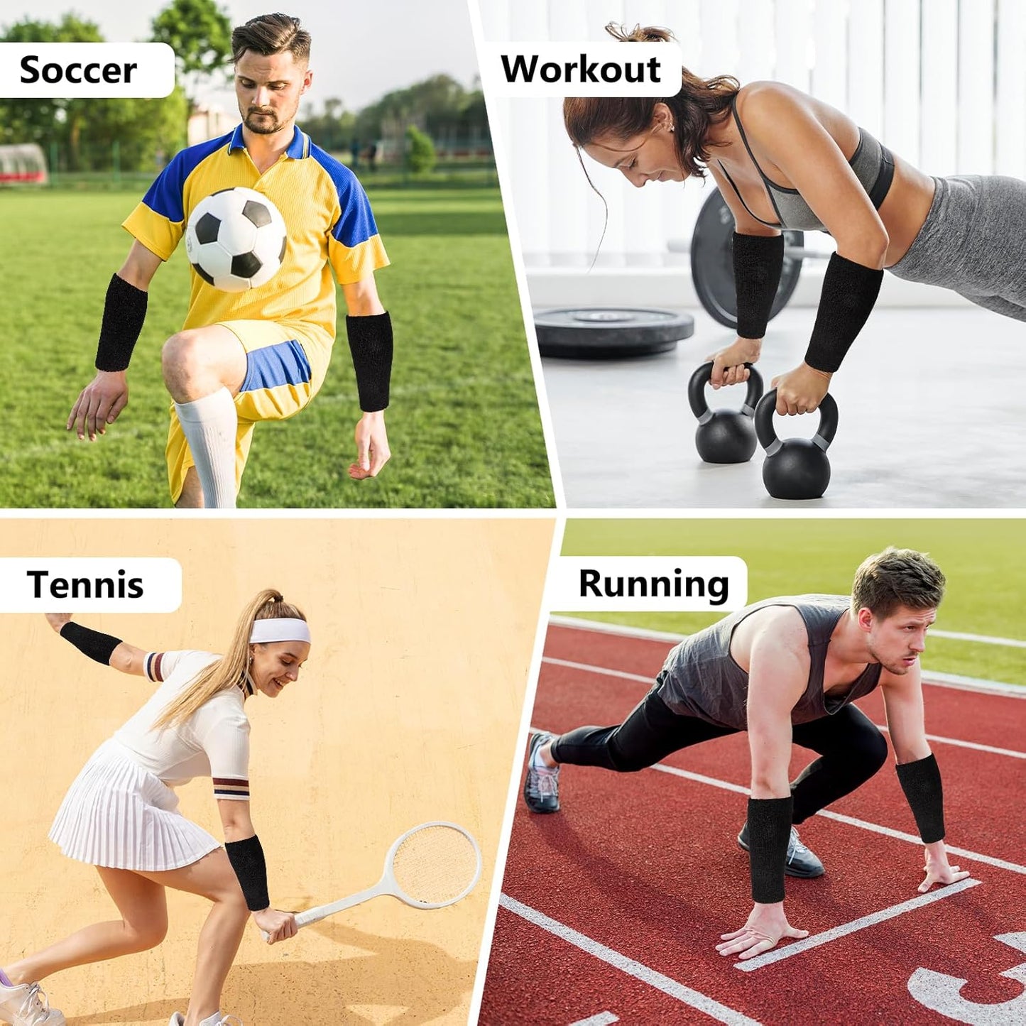 2 Pcs 9 Inch Long Wristbands Sweatbands Black Large Sweat Bands Wristbands Wrist Sweatbands Bulk Arm Sweat Bands for Men Women Weight Loss Football Workout