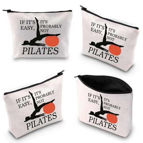 XYANFA Pilates Makeup Bag Pilates Lover Gift Coach Trainer Gym Gift Pilates Instructor Cosmetic Bag If It's Easy It's Probably Not Pilates (PROBABLY NOT PILATES)