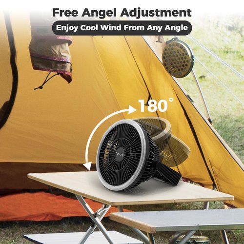 8-Inch Portable Camping Fan with LED Lantern, 10000mAh Rechargeable Battery Operated Tent Fan, 3 Speeds Table Fan with Light & Hook for Camping RV Travel Jobsite Hurricane Power Outage