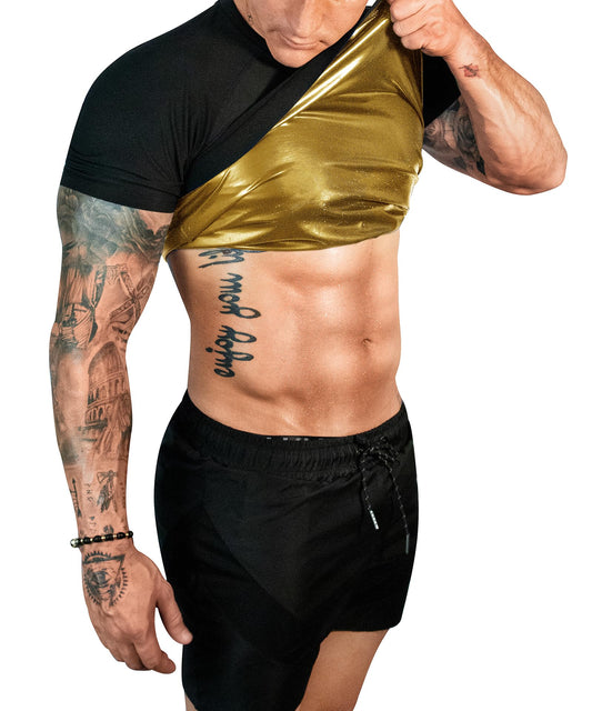 FUXERT Sauna Shirt for Men Sweat Sauna Suit for Gym Exercise Compression Shirt Workout Shapewear (BG XXL)