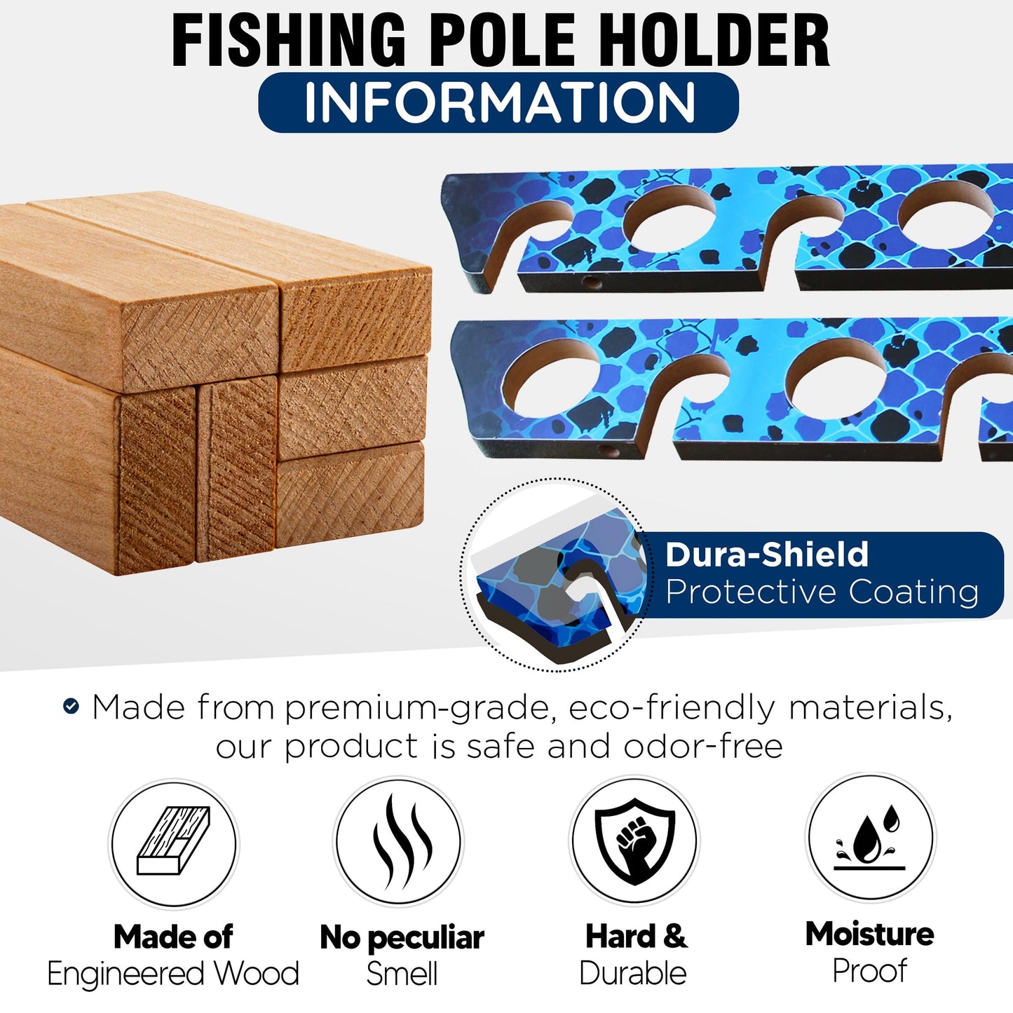 Rush Creek Creations Ceiling Fishing Rod Holder for 8 Rods, Fishing Pole Holder for Garage Organization and Wall Storage, for Fishing Reels, Fishing Gear, and Fishing Accessories Horizontal Rack