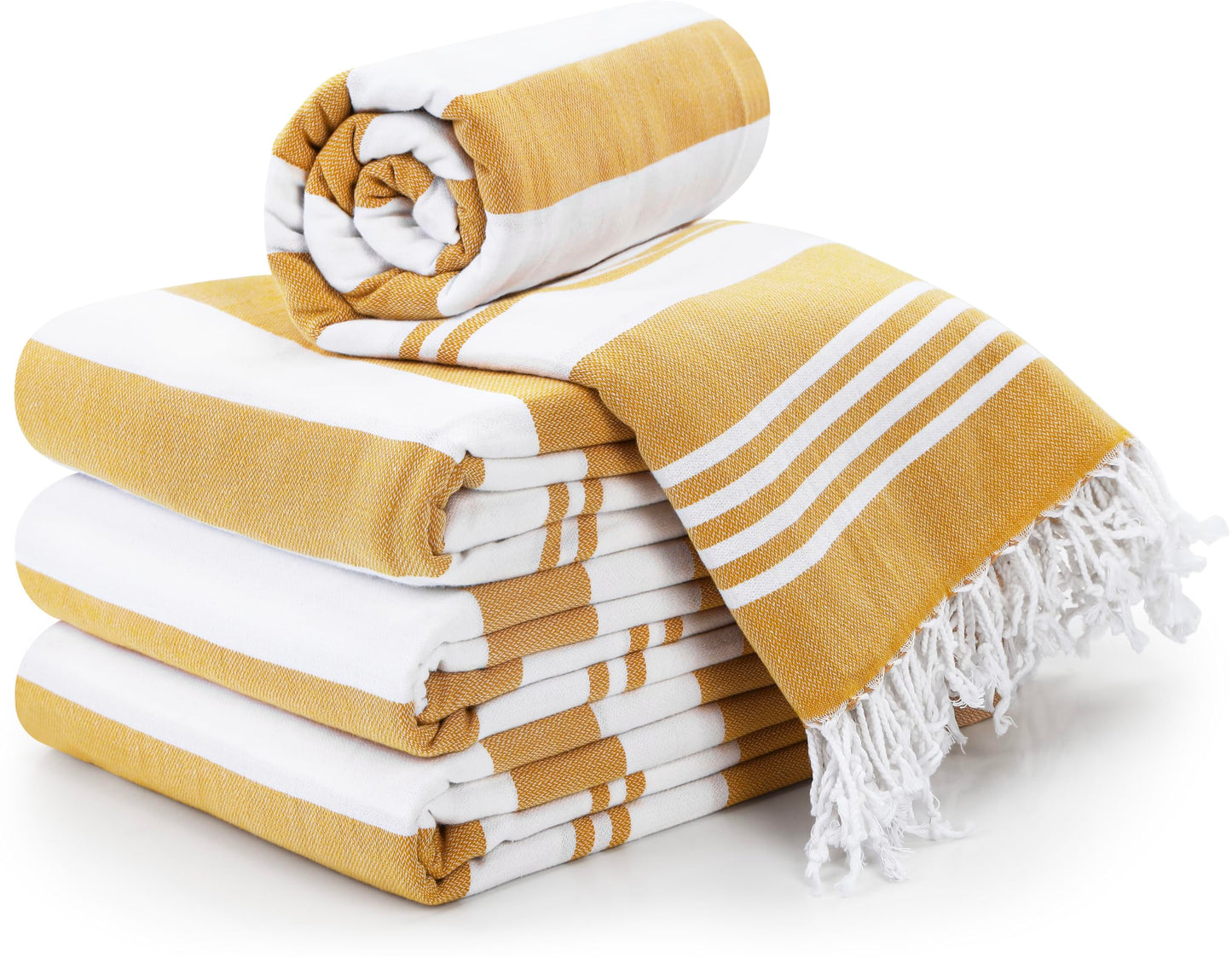 Utopia Towels - 4 Pack Turkish Beach Towel (40 x 72 Inches) - 100% Cotton Big Beach Towels Oversized - No Sand, Lightweight & Quick Dry - Prewashed for Soft Feel (Buff)