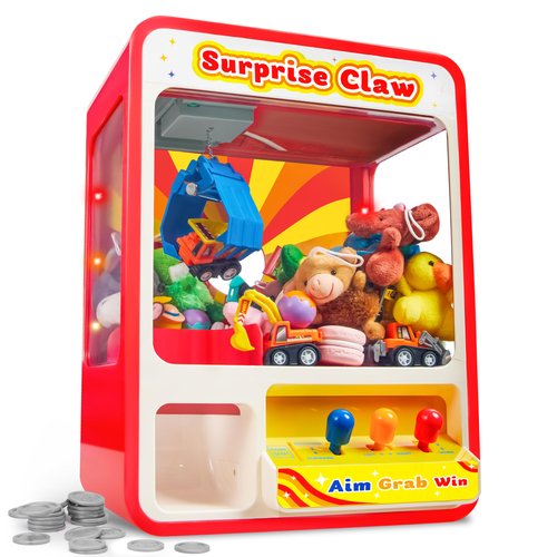 JOYIN Claw Machine Arcade Toy with LED Light & Adjustable Sound, Rechargable Dispenser Toys Mini Vending Machine for Kids - Perfect Christmas & Birthday Big Gifts for Kids, Ages 3+