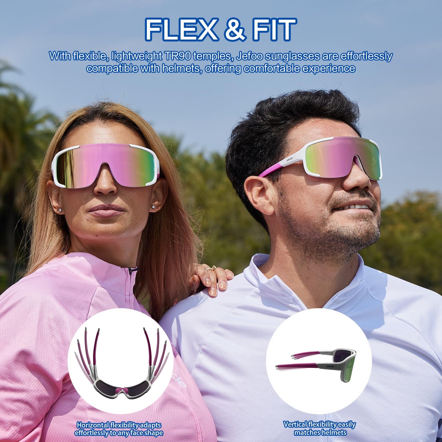 Jefoo Cycling Sunglasses for Women Men UV Protection Running Baseball MTB Biking Shades Sports Glasses