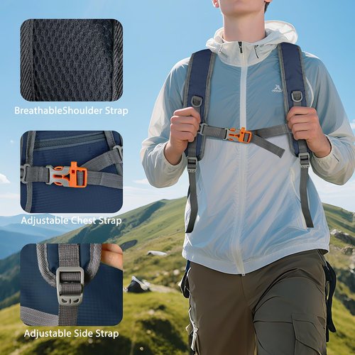 Hiking Backpack Waterproof, 25L Lightweight Foldable Backpack, Small Packable Outdoor Travel Day Running Pack for Women Men