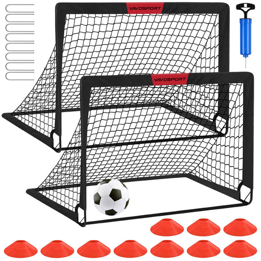 Kids Soccer Goals for Backyard Set - 2 of 4' x 3' Portable Soccer Goal Training Equipment, Pop Up Toddler Soccer Net with Soccer Ball, Soccer Set for Kids and Youth Outdoor Games, Sports, Play