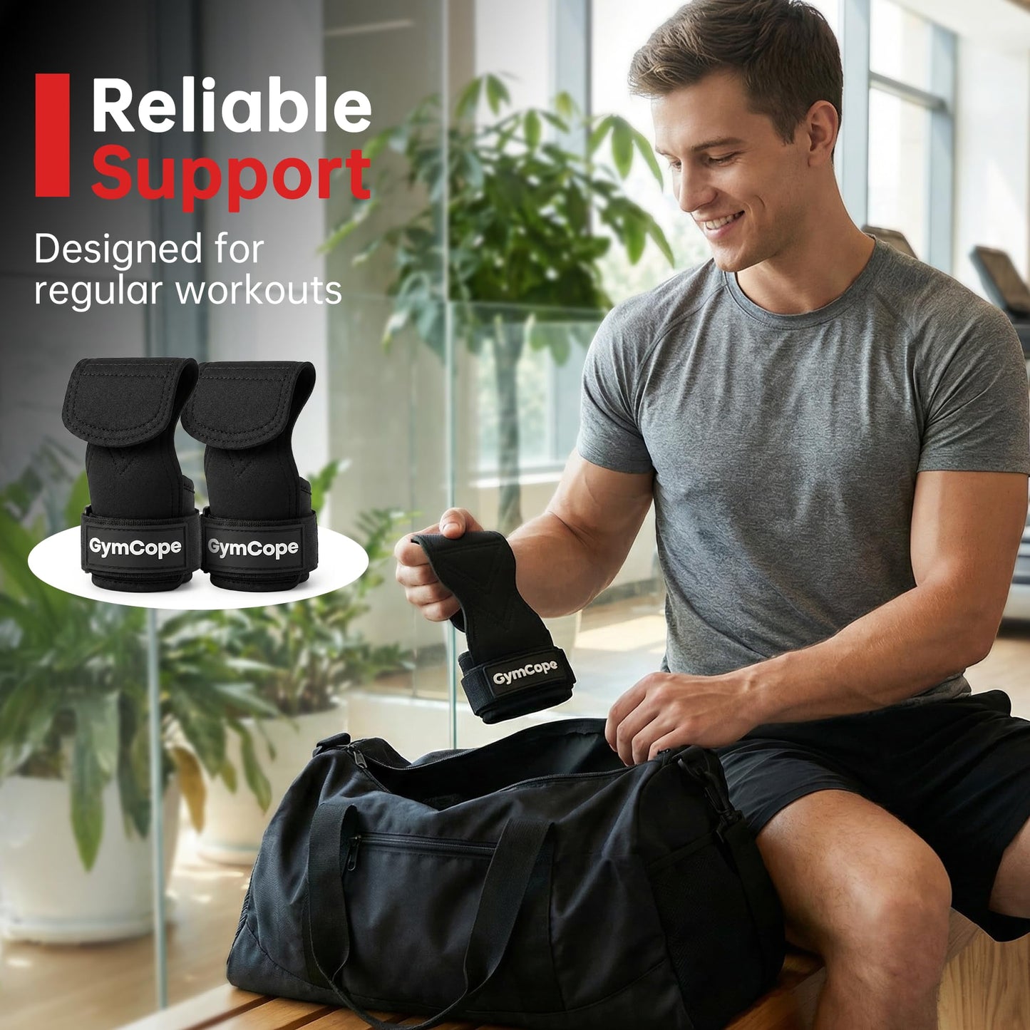 GymCope Lifting Wrist Straps for Weightlifting, Heavy Duty Wrist Straps for Deadlifts, Powerlifting, Bodybuilding and Strength Training, Secure Grip Support for Men Women, 1 Pair Black