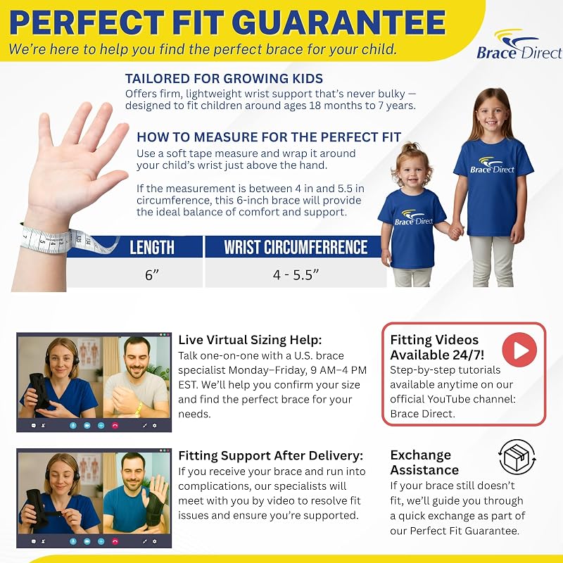 Left Pediatric Wrist Brace for Children 4"-5.5" - Lace-Up Support Splint