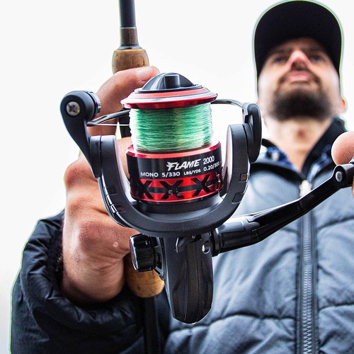 Piscifun Flame Spinning Reels, Lightweight 9+1BB Ultra Smooth Spinning Fishing Reels, Carbon Fiber 19.8Lbs Max Drag, 1000, Red