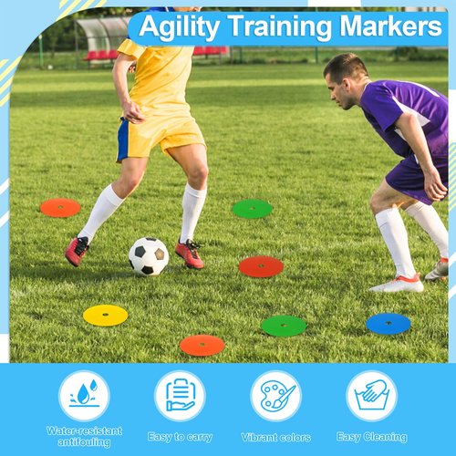 BOHUIZ 50Pcs Flat Cones Spot Markers, 6 Inches Non-Skid Floor Hole Soccer Cones Field Court Spot Markers Flat Discs for Soccer Football Basketball Speed Agility Training Gym Dance Org