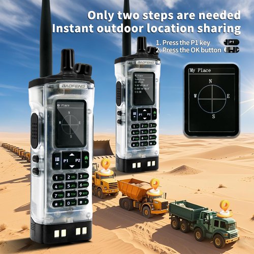 BAOFENG UV-32 10W Transparent Ham 2 Way Radio GPS One-Key Frequency Matching Writing Frequency APP Satellite Positioning Type-C UV32(1PC) (1)