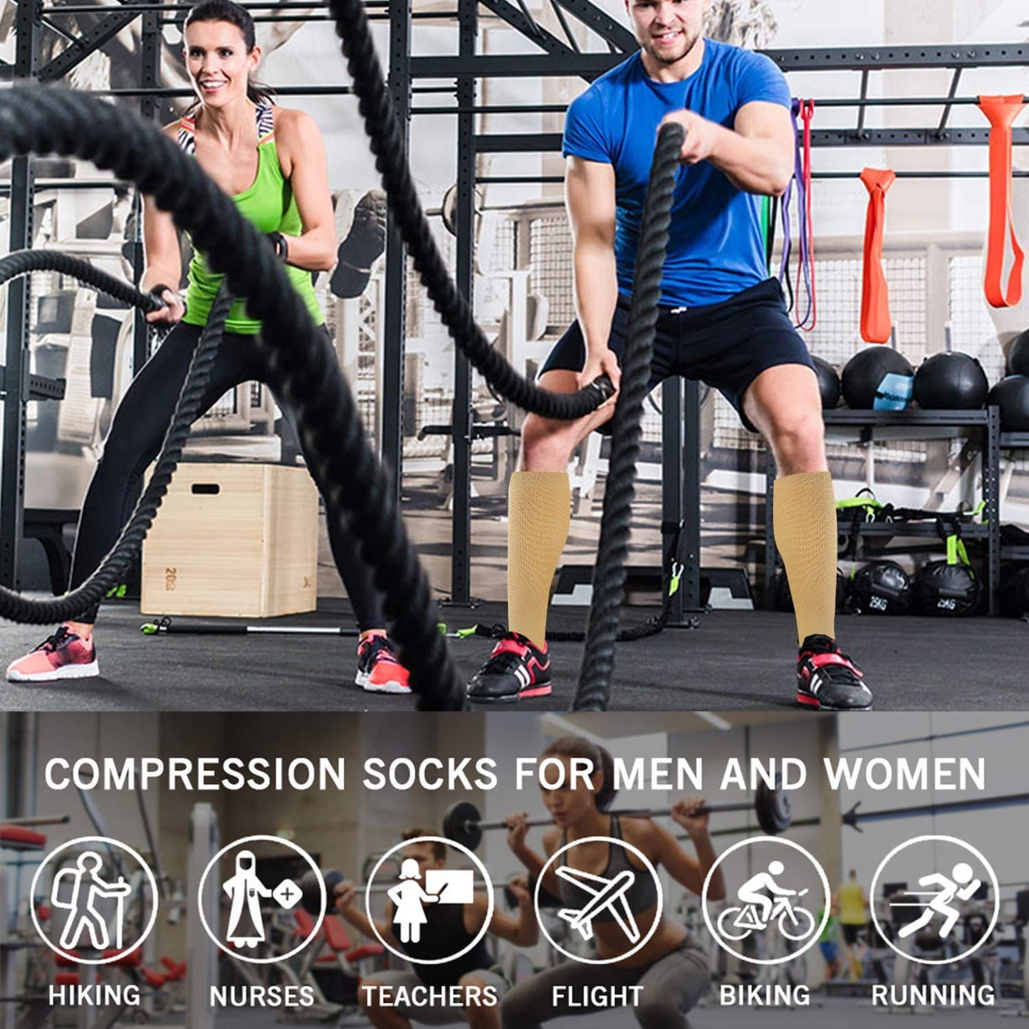 Sooverki Graduated Copper Compression Socks for Men & Women Circulation 8 Pairs 15-20mmHg - Best for Running Athletic Cycling