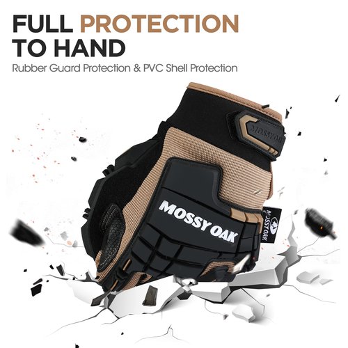 Mossy Oak Motorcycle Gloves for Men and Women - Touchscreen Hunting, Airsoft, Tactical Gloves for Shooting, Cycling, Hiking - Rubber Guard Hunting Gear