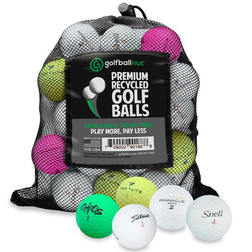 GolfBall Nut - 48 Used Golf Balls – Recycled Bulk Mix of Brands & Colors for Practice & Play – Good Condition – Includes Mesh Bag – Budget-Friendly & Sustainable Golf Balls