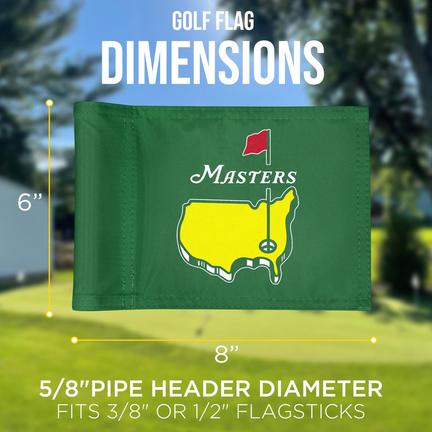 CoGolfing Major Golf Flag Mini, 8x6 Inch, Double-Sided Silk-Screened, Fade-Resistant 420D Nylon, Ideal for Backyard Practice Putting Green, Green, 1-Pack