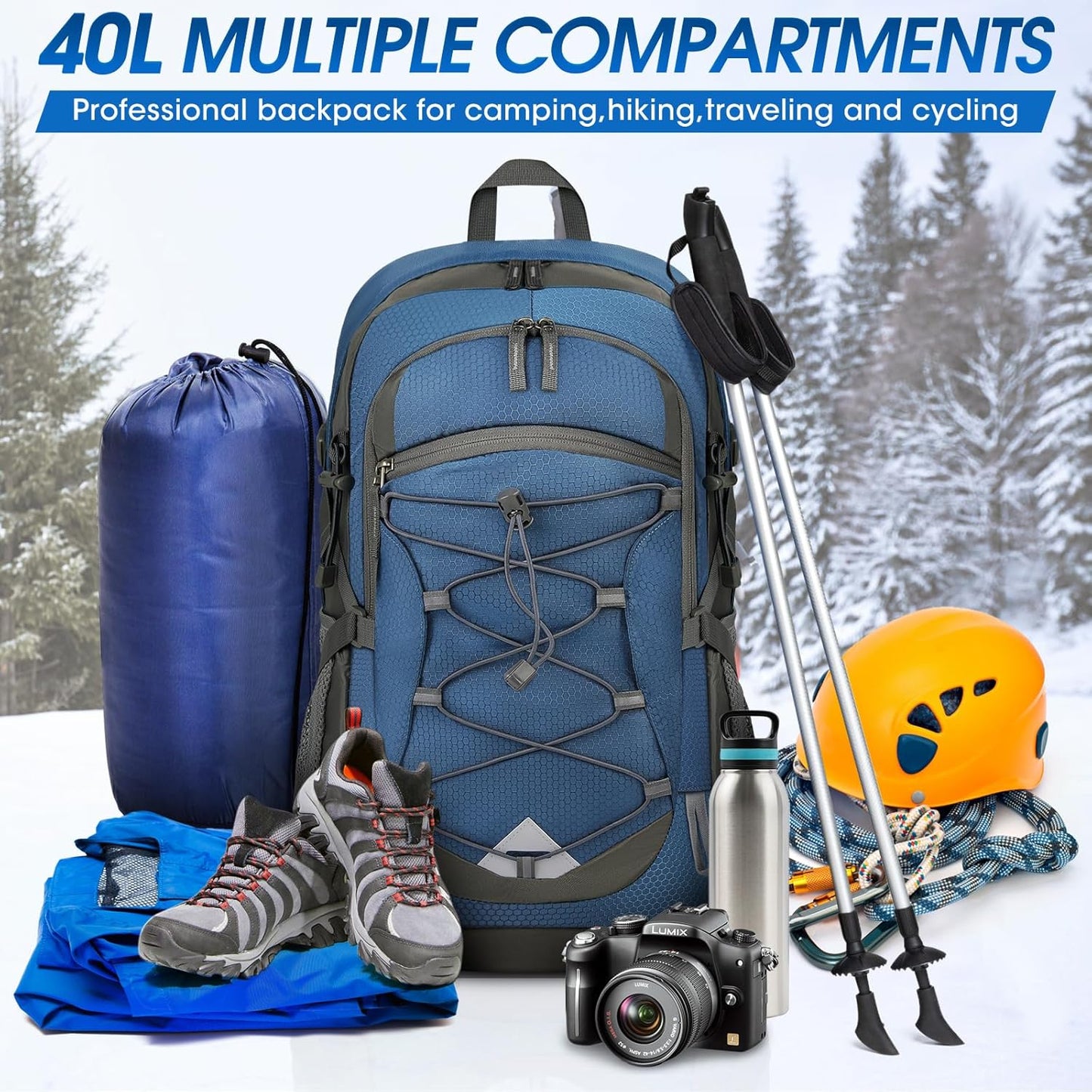 IGOLUMON Hiking Backpack 40L Packable Lightweight Camping Backpack Men Women Waterproof Hiking Daypack Outdoor Travel Daypack