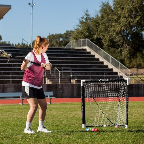 Champion Sports Mini Lacrosse Goal: Kids Gear Backyard Shooting Practice Net Black, 8.3