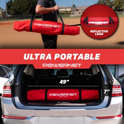 PowerNet Portable Lacrosse Goal, Pop Up 4x4 FT Lacrosse Net, Training Equipment Backstop Goal for Practice or Scrimmages, Bow Style Frame with Rubber Feet, Included Carry Bag