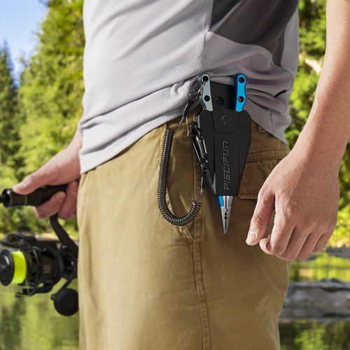 Piscifun Fishing Pliers - Saltwater & Fly Fishing with Hook Remover, Braid Cutters, Sheath & Lanyard - Blue
