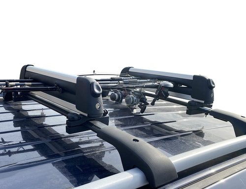 BRIGHTLINES Improved Universal Ski Snowboard Racks Carriers 2pcs Mount on Vehicle top Cross Bars (Up to 4 Skis or 2 Snowboards)