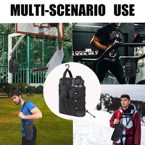 Gtzzot Magnetic Gym Bag for Men and Women with Water Bottle Holder | Sling Strap Carrier with 4 Strong Magnets Secure Hydration | Crossbody pouch with Phone Pocket for Travel & Sport Accessories
