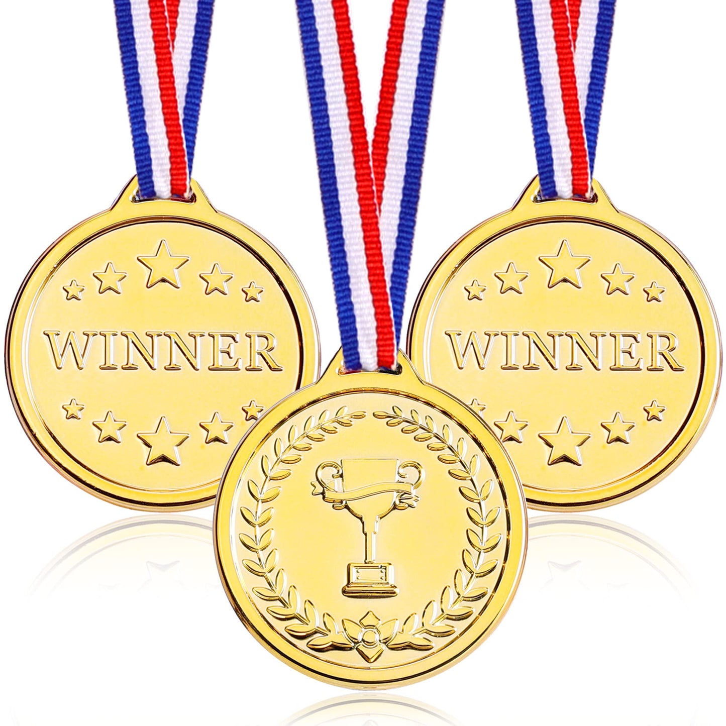 Pllieay 24 Pieces 2 Inch Winner Medals Gold Award Medals Gold Prizes for Sports, Competitions, Party Favors and Awards
