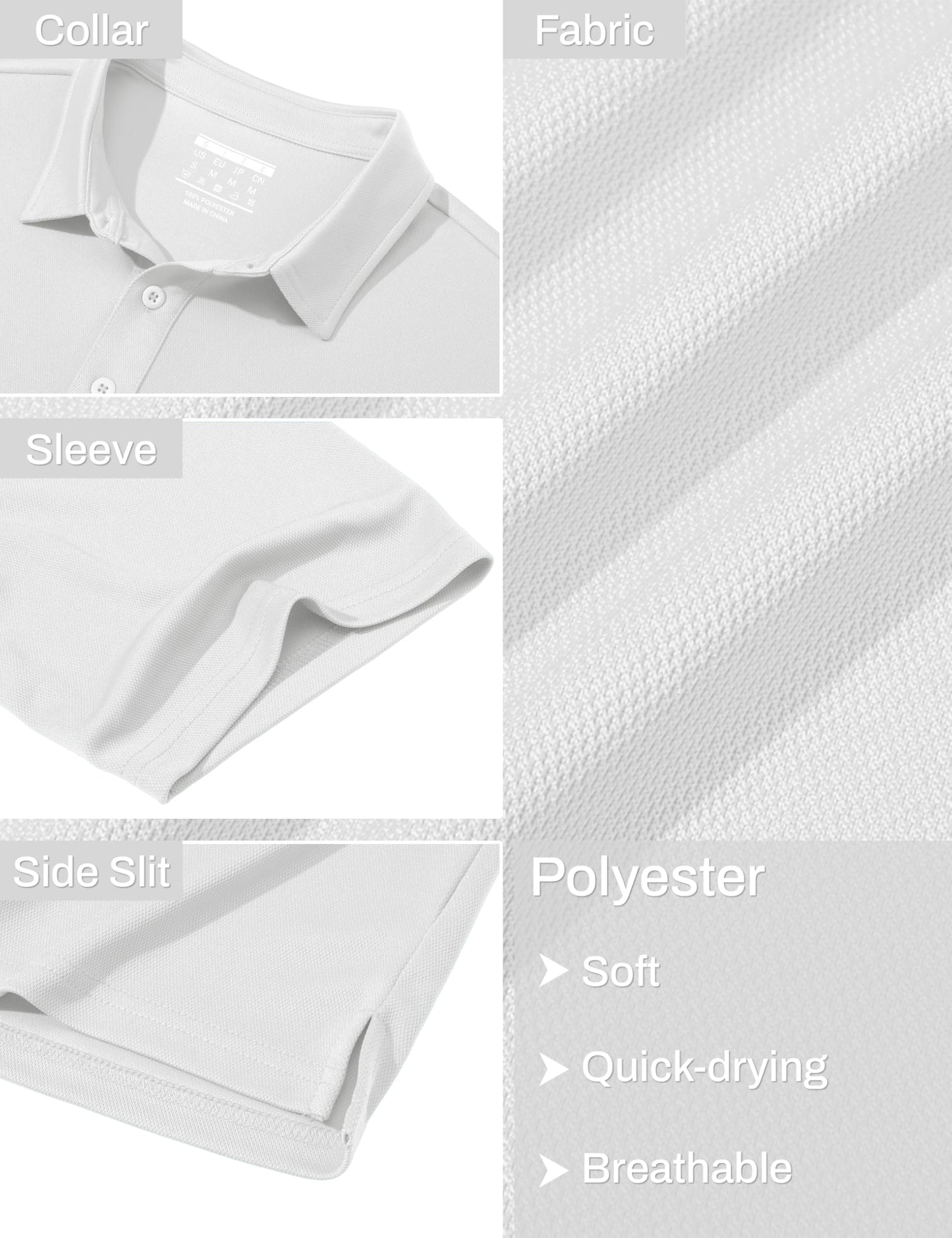 MAGCOMSEN Polo Shirts for Men Short Sleeve Collared Golf Shirt with Pocket Moisture Wicking Quick Dry Performance White Polos