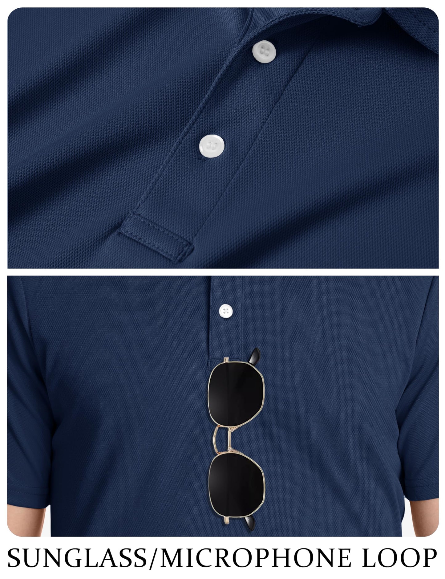 TACVASEN Mens Golf Shirt Dry Fit Mens Polo Shirts Short Sleeve Performance Golf Polos for Men with Collar Work Shirts Navy, M