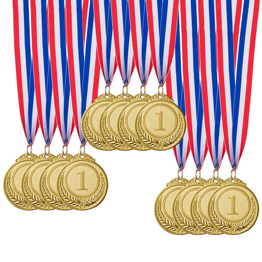 12 Pieces Gold Medals for Award,1st Winner Medals for Sports, Competitions, Party, Spelling Bees, Olympic Style, 2 Inches