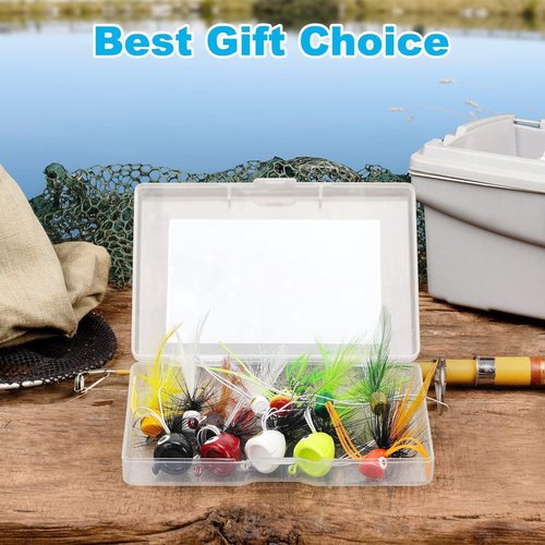 Ansnbo 12 pcs Fly Fishing Popper Flies, Fly Popper Lures Bass Panfish Bluegill Crappie Popping Bug Sunfish Trout Salmon Poppers Flys Kit for Flys Fishing
