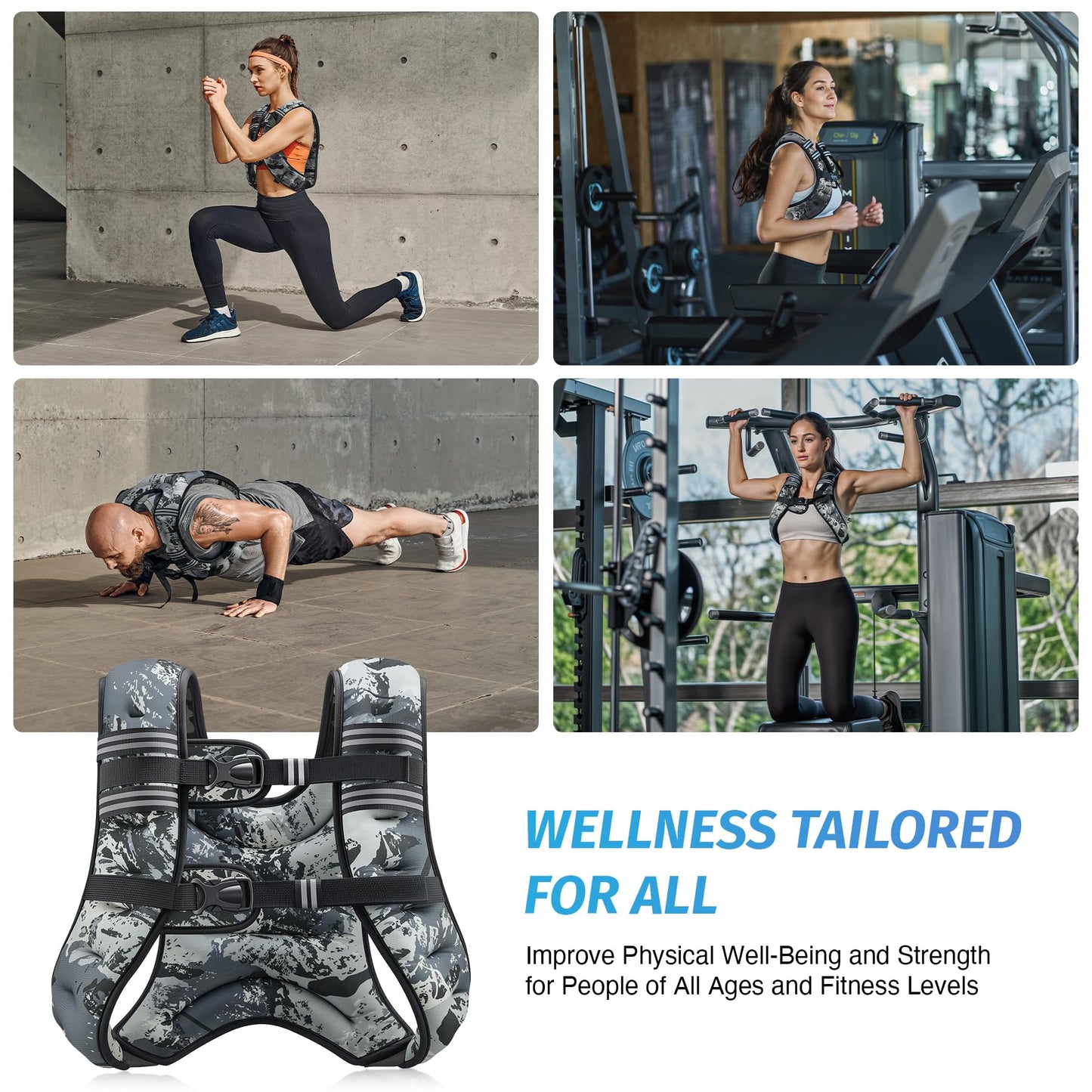 ZELUS Weighted Vest, 6lb/8lb/12lb/16lb/20lb/25lb/30lb Weight Vest for Men Women with Storage Pocket & Reflective Strips for Workout Strength Training Running Muscle Building, Urban Gray Camo (20 lb)