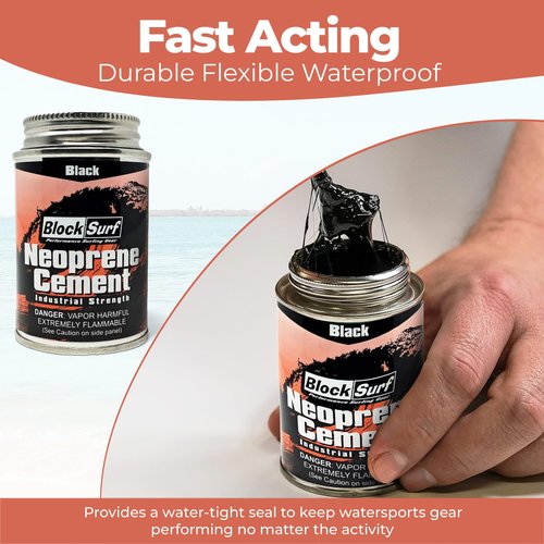 BLOCKSURF Neoprene Cement for Wetsuit Repair | Industrial Strength Adhesive 4 fl oz | Quick-Drying, Flexible & Durable | Ideal for Wetsuits, Gloves, Booties & More