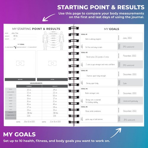 Clever Fox Fitness Journal Workout Log Book - Daily Fitness Planner Workout Journal for Women and Men. Spiral-Bound, Laminated Cover, Thick Pages, A5 (Pink & Dark Purple)