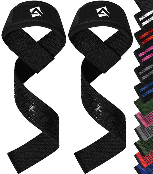 AQF Lifting Wrist Straps for Weightlifting, Powerlifting & Deadlifts – 23” Neoprene Padded Cotton Straps for Strength Training & Gym Workouts - Maximum Grip Support for Men & Women
