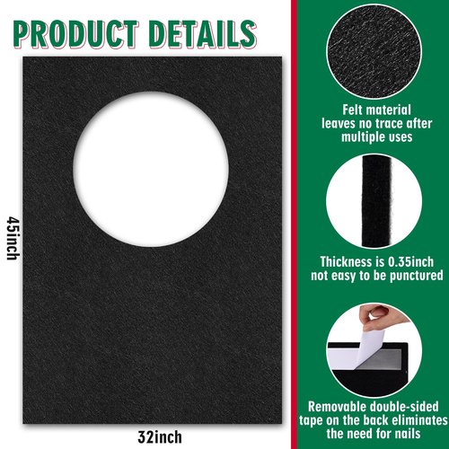 Mindsoft Extra Large Dart Board Wall Protectors Dart Board Backing Felt Wall Tiles Extended Length Dartboard Surround Cork Dartboard Backer Alternative with Bracket Hanging Kit(45 x 32 x 0.35 Inch)