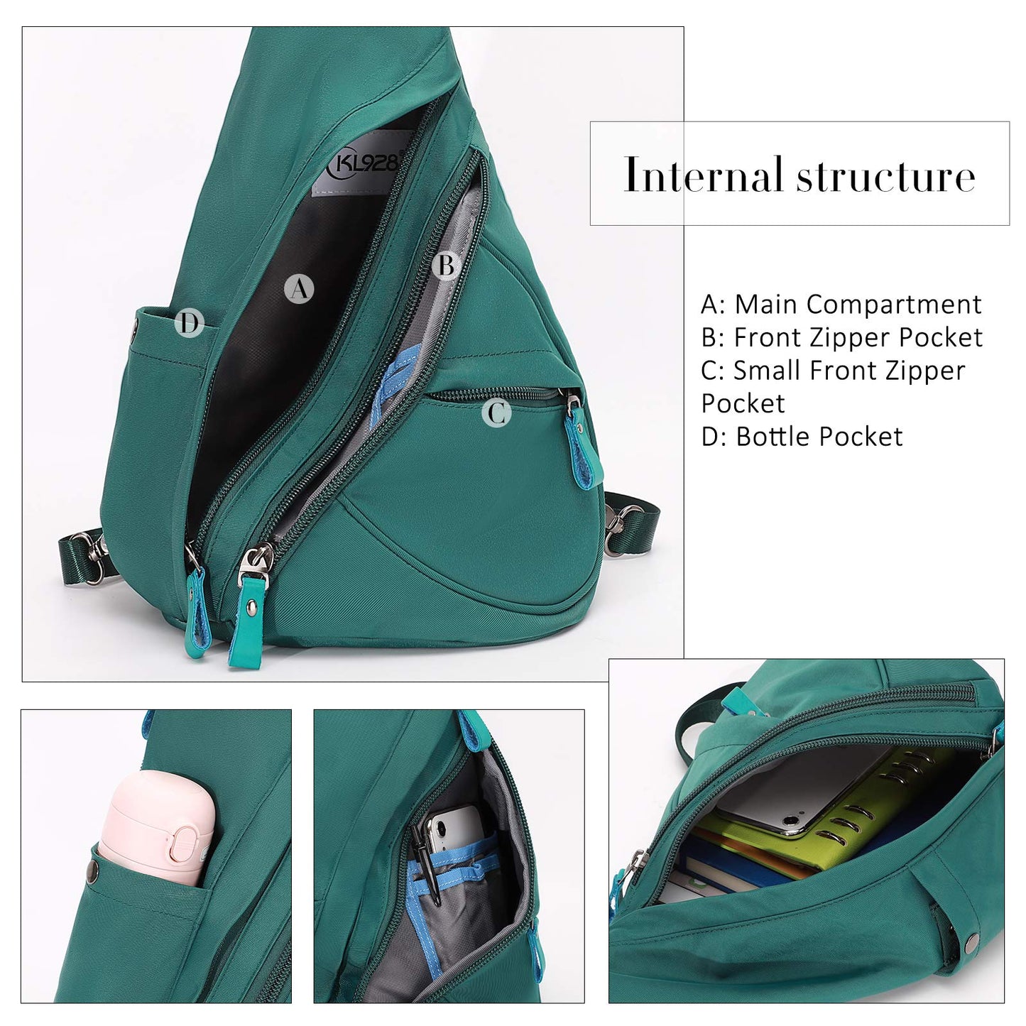 KL928 Nylon Sling Bag - Small Crossbody Backpack Shoulder Casual Daypack Multipurpose Rucksack for Men Women