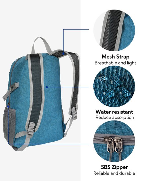 WATERFLY Small Lightweight Packable Backpack: 20l Ultra Light Foldable Travel Hiking Camping Daypack Day Pack for Man Woman