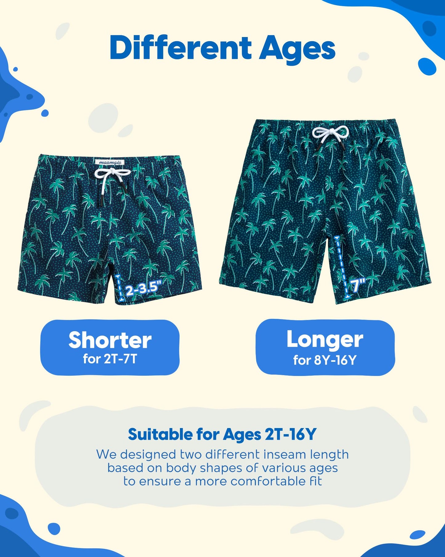 maamgic Boys Swim Trunks Toddler Swim Shorts Little Boys Bathing Suit Swimsuit Toddler Boy Swimwear,Tree-Navy Blue,3 T