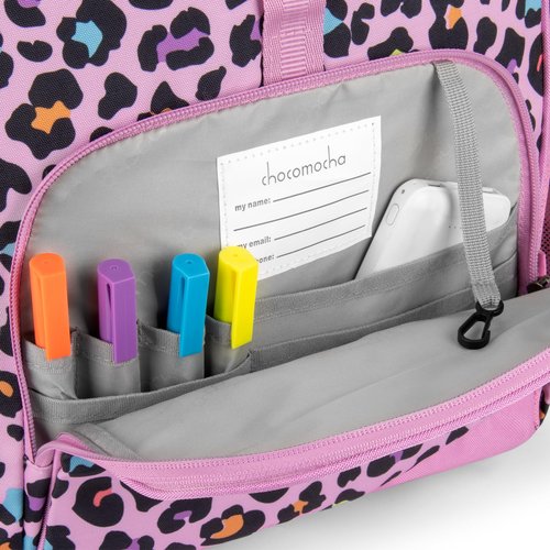 Choco Mocha Strawberry Backpack School Backpack Set for Girls, Kids Backpacks and Lunch Box Set with Water Bottle Elementary School 17 Inch Bookbag, Pink