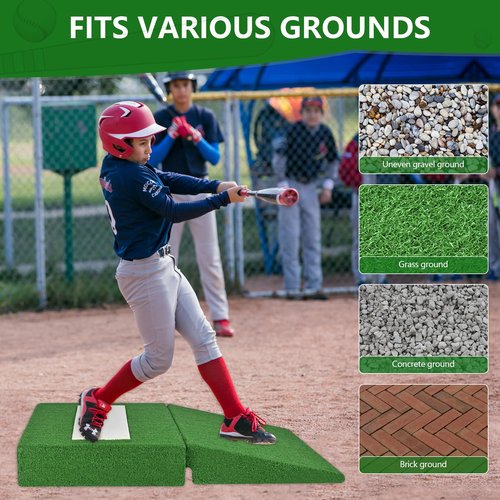 Pitching Mound, Foldable Pitchers Mound 34'' x 30'' x 4'' with Pitching Rubber, Anti-Fade Turf and Carry Handles, Portable Wooden Pitchers Mound for Baseball Softball Pitching Training