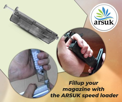ARSUK Airsoft Fast BB Loader with Adapter ??Quick BB Reloading Tool for 90 Rounds 6mm BB Pellets, Airsoft Magazines Speed Loader ??Fast & Easy Airsoft Tactical Accessory
