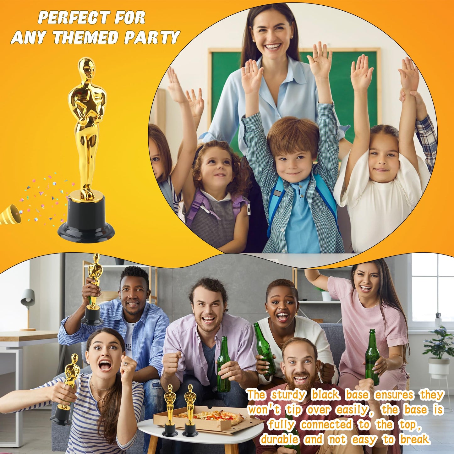 Cotiny 30 Pcs 6 Inch Gold Star Award Trophies Plastic Trophies Award Statues for Classroom Rewards Appreciation Gift Award Ceremony Supplies
