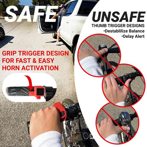 Electric Bike Horn with Quick Trigger Grip Up to 120 db Safety Alert and Rechargeable, Safety Within Grip by Yowl (Black Color for Left Handle)