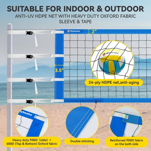 Professional Volleyball Net with Aircraft Steel Cable, Scoring Design - Anti-UV & Heavy Duty for Outdoor, Backyard, Pool, Schoolyard, Beach - Portable 32 * 3FT Volleyball Net with Storage Bag