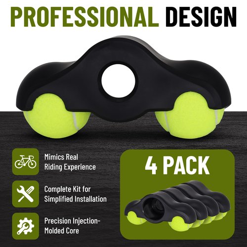 4 Pack Rocker Feet Adapters for Indoor Bike Cycling with Tennis Balls, Thick Injection-Molded Accessory for Bicycle Smart Trainers to Makes Your Indoor Riding More Comfortable (Adapters - 8 Balls)