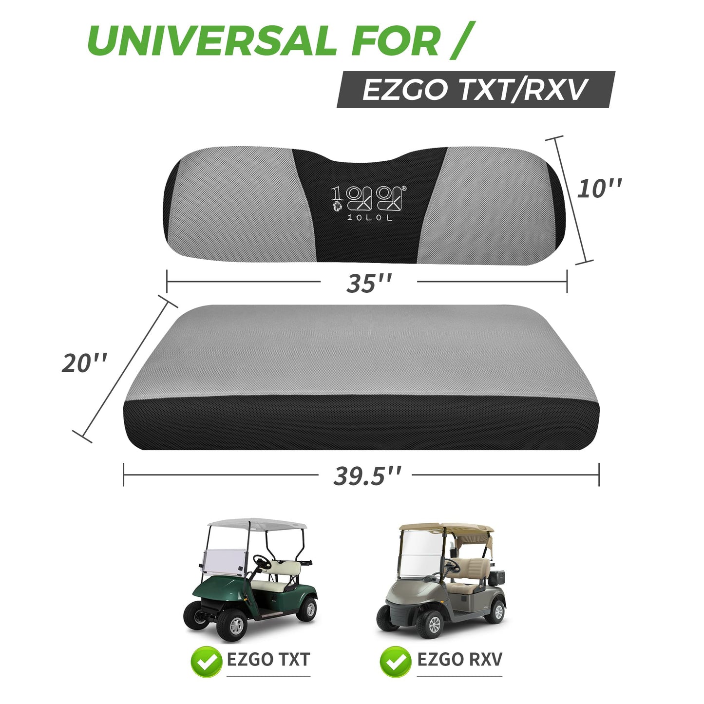 10L0L Universal Golf Cart Seat Covers Dress UP Older Golf Cart Durable Breathable Material Fit Like a Glove for EZGO TXT RXV Club Car DS, Easy to Install
